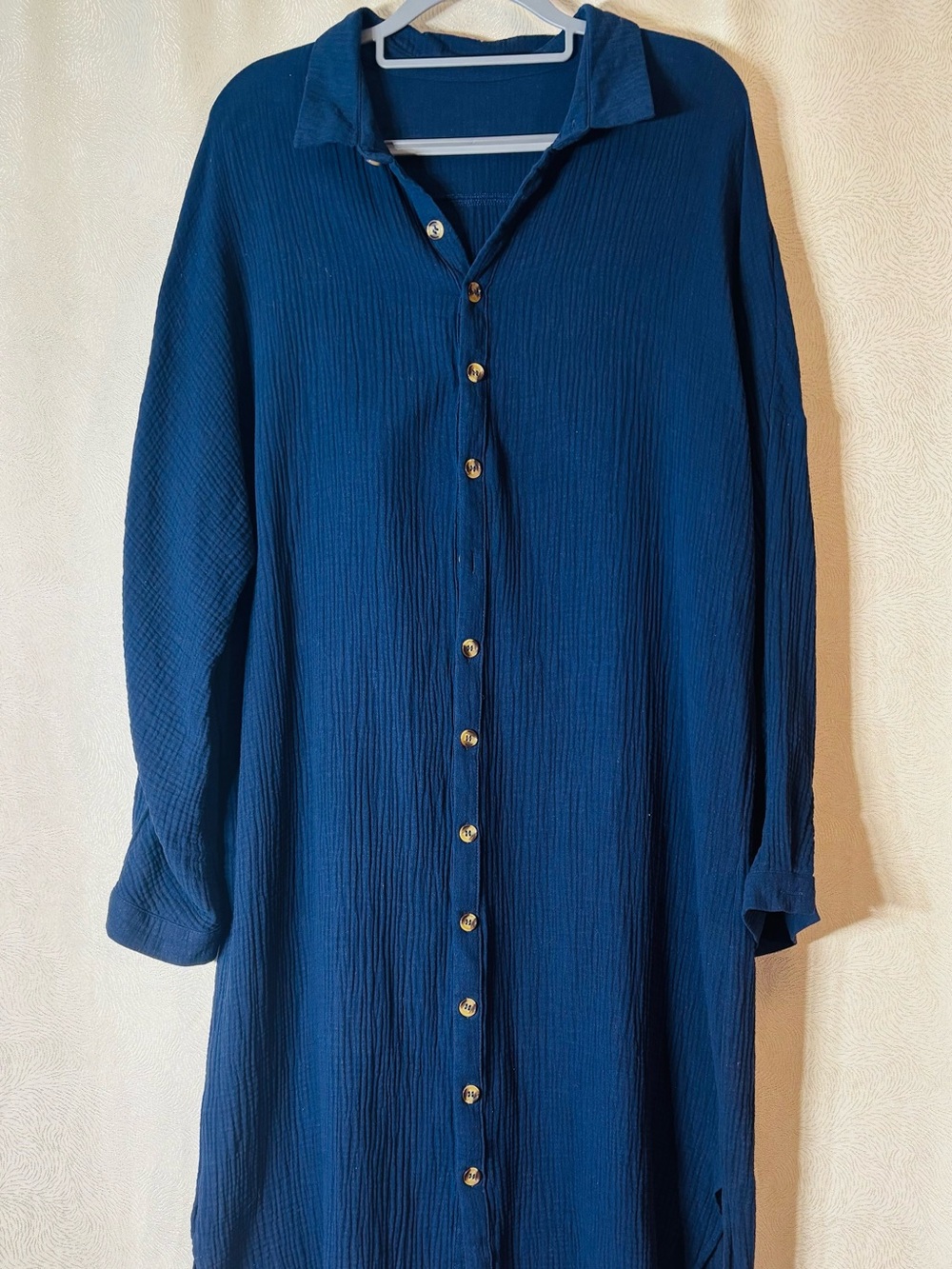 Button-Front Navy Blue Women's Dress/tunic 0280